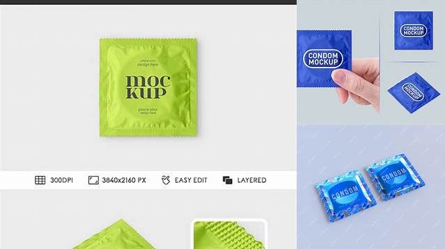 4347+ Matte Condom Packaging PSD Mockup Creative High-Resolution PSD Freebie