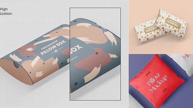 4348+ Textured Pillow Box PSD Mockup Half Side View Easy-to-Edit PSD