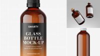 4349+ Amber Glass Bottle with Metal Cap PSD Mockup High-Resolution Graphic