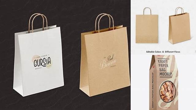 4349+ Kraft Paper Bag with Window PSD Mockup Halfside View Editable Mockup PSD