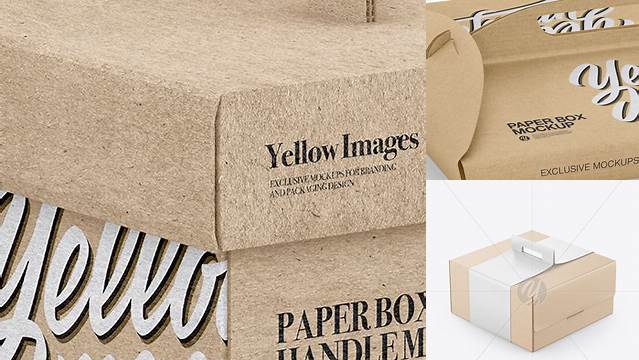 435+ Kraft Paper Box with Handle PSD Mockup Half Side View Elegant PSD Mockup