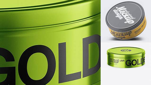 4354+ Metallic Round Tin Can PSD Mockup High-Angle Shot Versatile Mockup for Designers