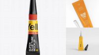 4354+ Super Glue Tube PSD Mockup Front View Premium Free Graphic Resource