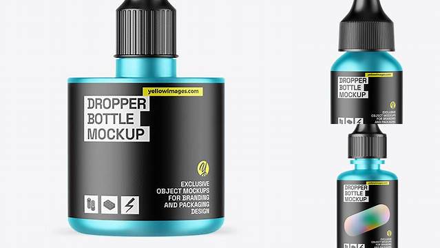 4355+ Matte Metallic Dropper Bottle PSD Mockup Include TIFF