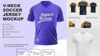 4356+ Men’s Soccer V-Neck Jersey PSD Mockup Front View Versatile PSD Mockup File