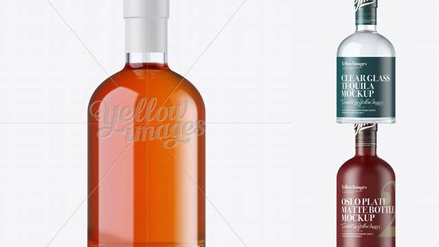 4358+ Oslo Cognac Bottle with Shrink Band PSD Mockup Layered PSD for Easy Editing