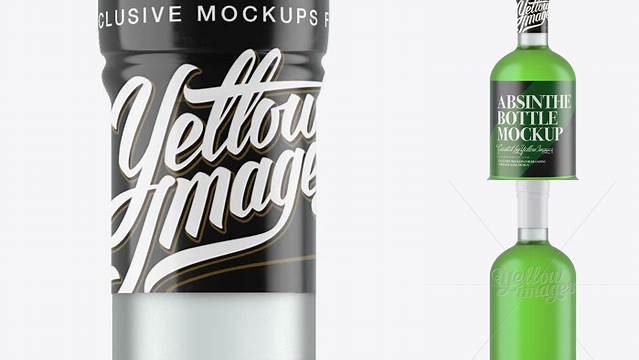 436+ Frosted Glass Absinthe Bottle PSD Mockup Smart Object Free Photoshop File