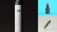 4360+ 50ml Airless Pump Bottle PSD Mockup Half-Side View Free PSD for Designers