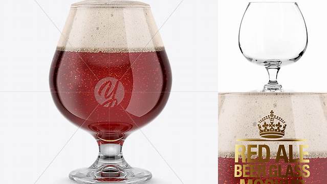 4360+ Snifter Glass With Red Ale PSD Mockup High-Resolution Editable PSD