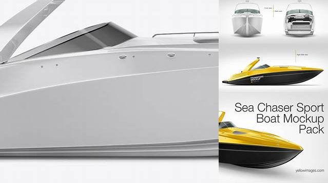 4361+ Sea Chaser Sport Boat PSD Mockup Right Side View Unique High-Resolution Design Freebie