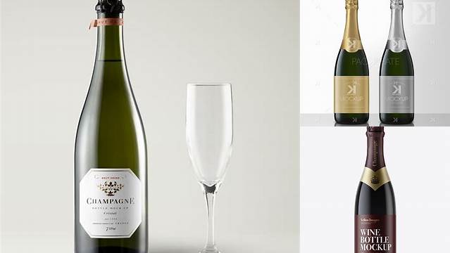 4362+ Dark Glass Champagne Bottle PSD Mockup Customizable Photoshop Template