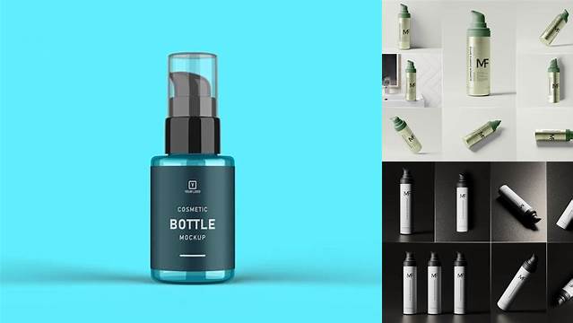 4366+ Airless Pump Metallic Bottle PSD Mockup Creative Layered Mockup Freebie