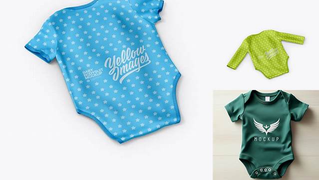 4366+ Baby Bodysuit PSD Mockup Back Side Half Side View Creative Layered Mockup Freebie