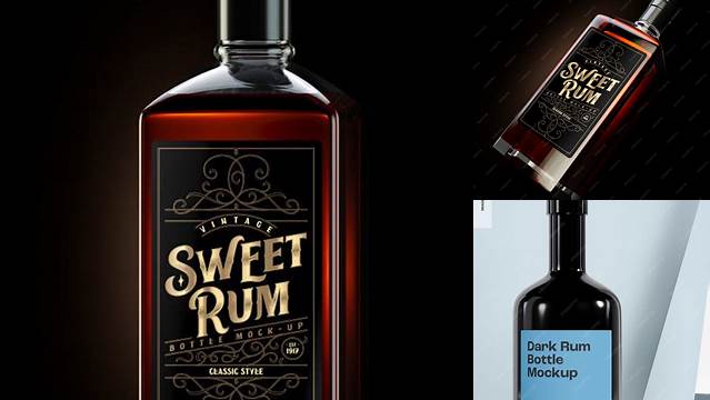 4366+ Square Black Rum Bottle with Wax PSD Mockup Creative Design PSD Free Download