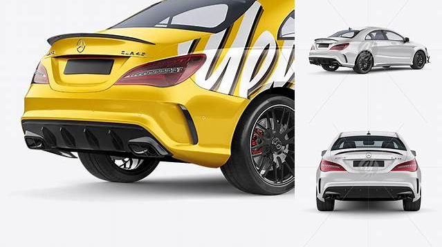 4367+ Mercedes CLA 45 AMG PSD Mockup Back Half Side View Free Professional PSD Download