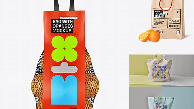 4368+ Bag with Oranges PSD Mockup High Resolution