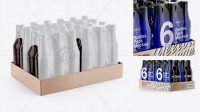 4369+ Kraft Tray with Bottles 6 Packs PSD Mockup Half Side View Elegant Free Graphic Resource