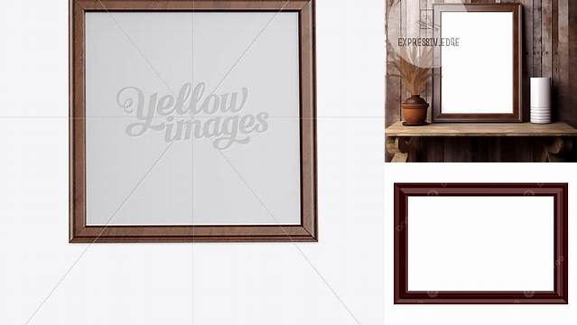 437+ Dark Wooden Photo Frame Front View Creative Free PSD Graphic Design