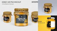 437+ Honey Jar PSD Mockup Front View High-Angle Shot Exclusive Free PSD Mockups