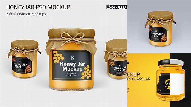 437+ Honey Jar PSD Mockup Front View High-Angle Shot Exclusive Free PSD Mockups