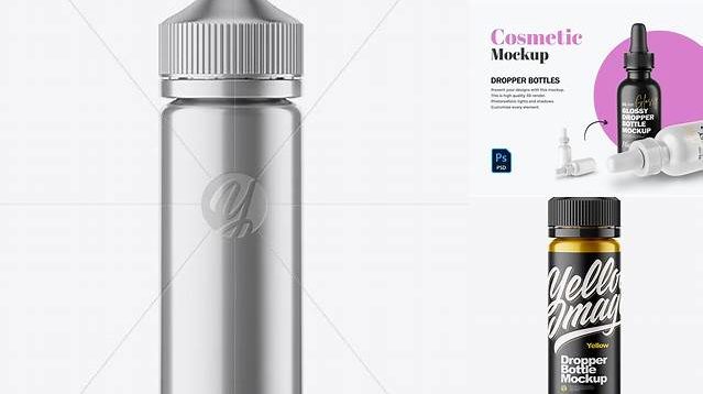 4370+ 120ml Metallic Dropper Bottle PSD Mockup Customizable PSD Templates