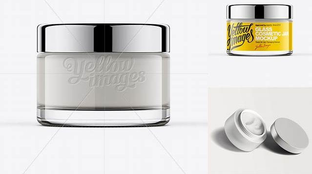 4370+ 50ml Round Cosmetic Jar with Chrome Lid PSD Mockup Unique High-Resolution Photoshop Mockup