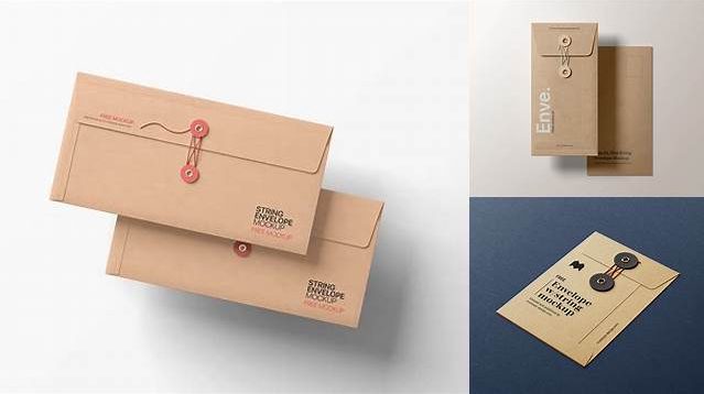 4371+ Paper Envelope With String PSD Mockup Front View Exclusive Layered PSD Mockup