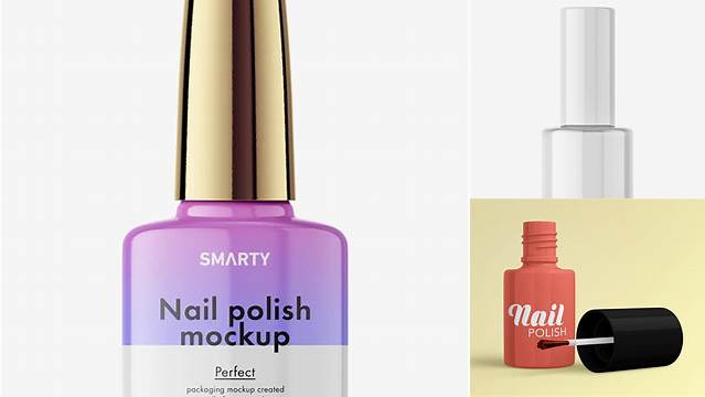 4373+ Nail Polish Bottle with Glossy Cap PSD Mockup Front View High-Quality Design Free PSD