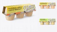 4374+ Natural Apple Sauce 6-4 Oz. Cups PSD Mockup Front View High-Resolution PSD Download