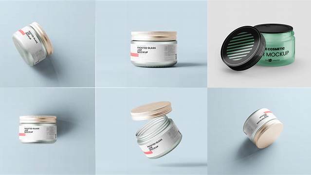 4377+ Frosted Glass Cosmetic Jar PSD Mockup Editable Design PSD File