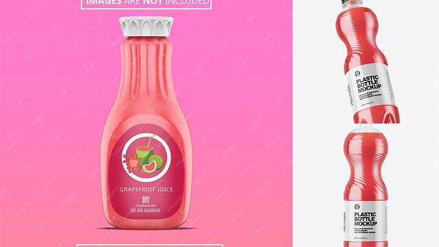 4379+ Clear PET Bottle With Grapefruit Drink PSD Mockup High-End PSD Download