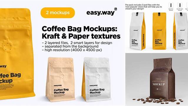 438+ Coffee Bag PSD Mockup Front View PSD for Creative Projects