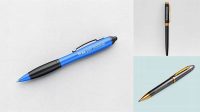 4380+ Metallic Click Pen PSD Mockup Side View Fully Editable Photoshop PSD Free Download