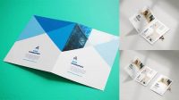 4381+ A4 Folded Brochure PSD Mockup High Angle Shot Smart Object Free Photoshop File