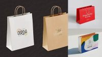 4382+ Paper Bag with Label PSD Mockup Half Side View Exclusive Free Photoshop Mockup