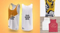 4385+ Mens V-Neck Tank Top PSD Mockup Front 3/4 View Elegant and Stylish Free PSD