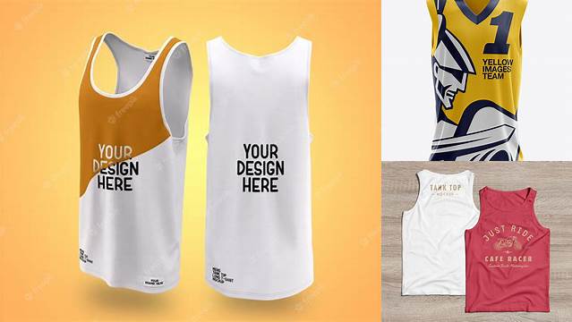 4385+ Mens V-Neck Tank Top PSD Mockup Front 3/4 View Elegant and Stylish Free PSD