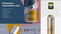 4387+ 250ml Glossy Aluminium Can PSD Mockup Exclusive Free Photoshop Asset