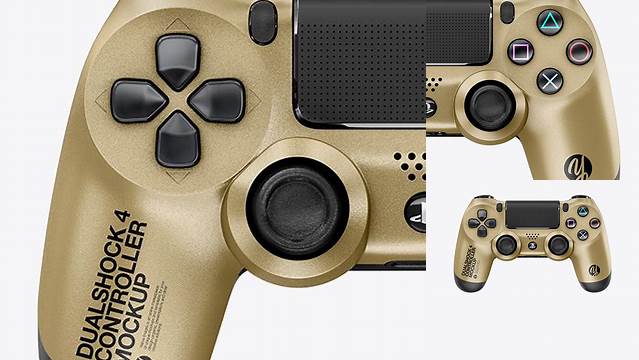 4388+ DualShock 4 Controller With Metallic Finish PSD Mockup Front View Editable Photoshop Free Mockup