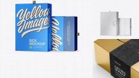 4397+ Two Metallic Boxes PSD Mockup with Label Half Side View PSD for Creative Projects