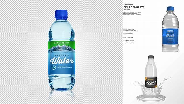 440+ Glossy Water Bottle PSD Mockup Halfside View Best Free Mockup PSD