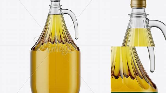 4401+ 3L Clear Glass Olive Oil Bottle With Handle & Clamp Lid PSD Mockup Modern Photoshop Resource