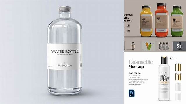 4403+ Clear Glass Bottle PSD Mockup Easy Editable