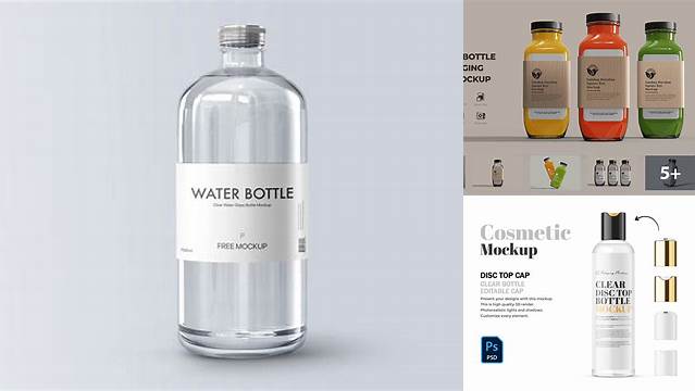 4403+ Clear Glass Bottle PSD Mockup Easy Editable