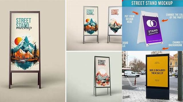 4404+ Glossy Street Stand PSD Mockup Premium Free Graphic Resource