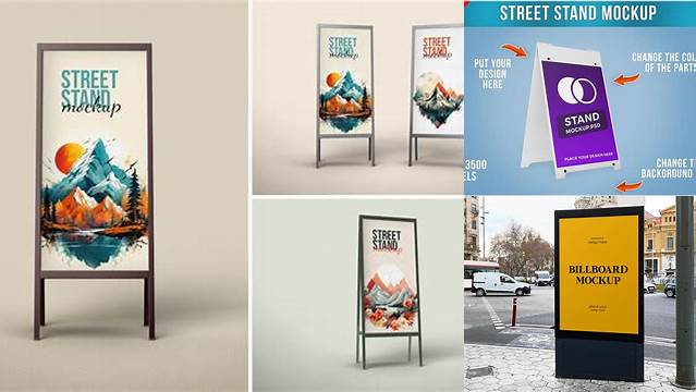 4404+ Glossy Street Stand PSD Mockup Premium Free Graphic Resource