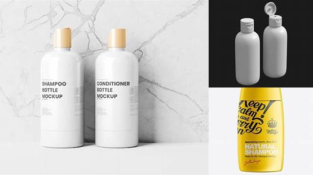 4408+ 200ml Plastic Shampoo Bottle with Flip-Top Cap PSD Mockup Custom Mockup Graphic Design