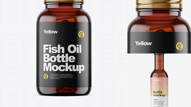 4410+ Amber Glass Fish Oil Bottle PSD Mockup Creative PSD Resources