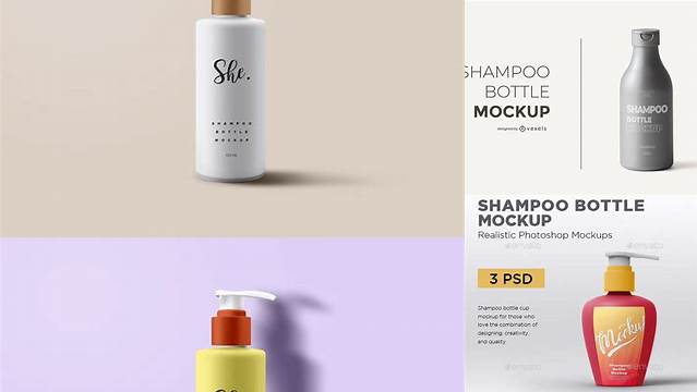 4410+ Transparent Shampoo Bottle Mockup Easy Editable