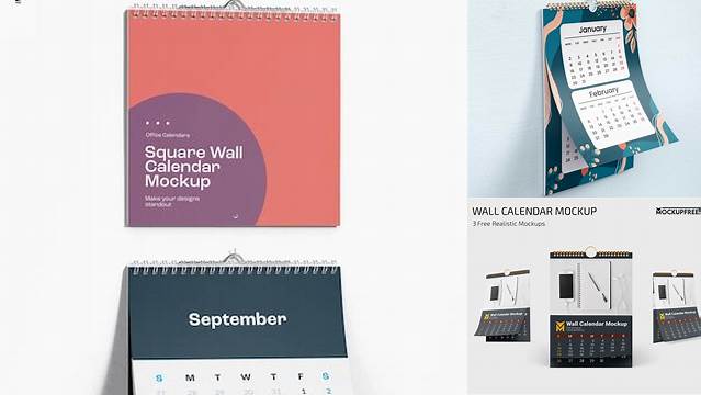 4412+ Monthly Wall Calendar PSD Mockup Front View Exclusive Editable PSD File